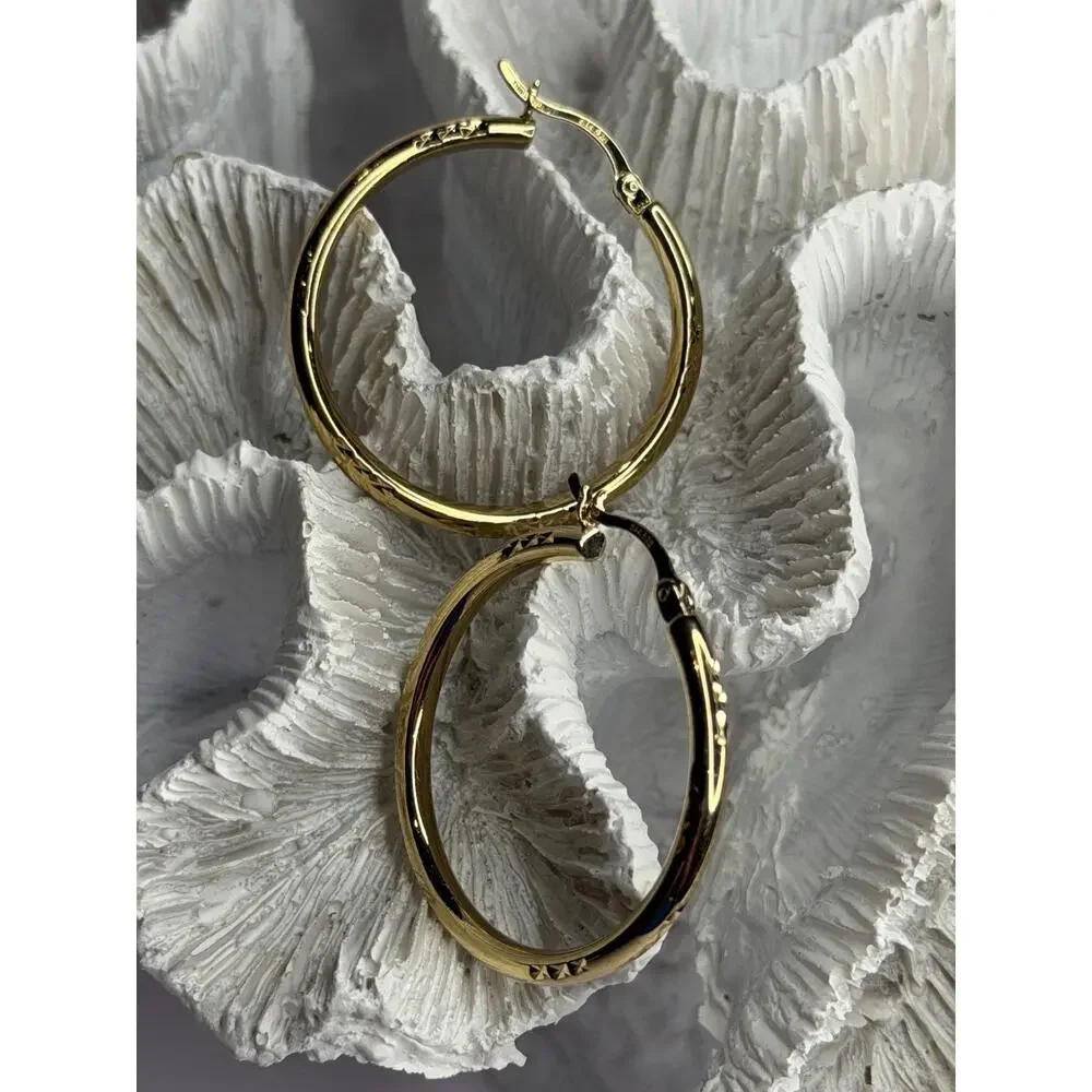 SLC 925 Sterling Silver Gold Plated Hoop Earrings
